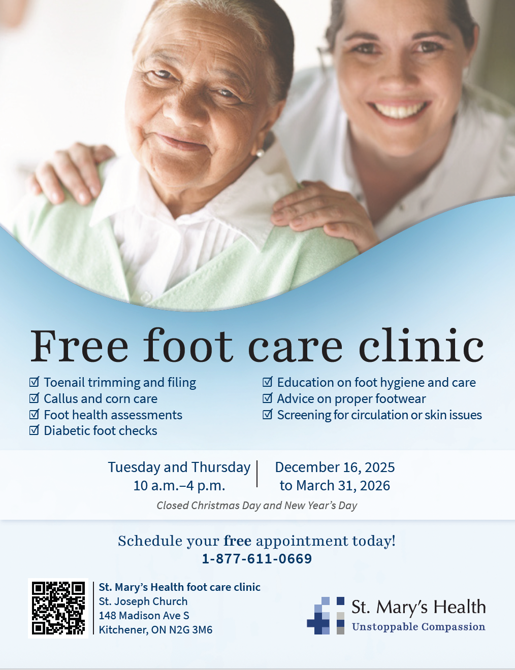 Flyer: Free Foot Care Clinic at St. Joseph Church. Replace this image with your flyer.
